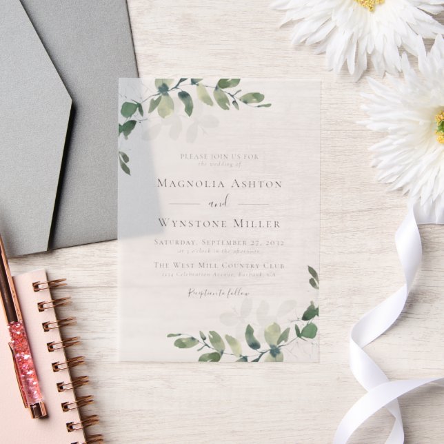 Eucalyptus Wedding Vellum Invitations (Wedding)