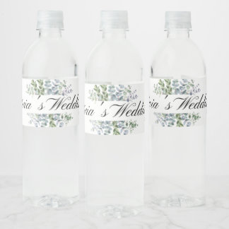 Eucalyptus Wedding Water Bottle Label