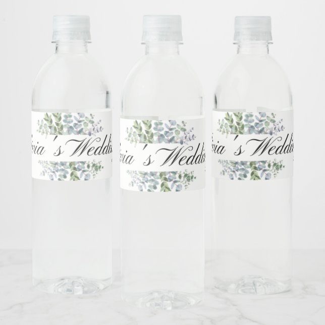 Eucalyptus Wedding Water Bottle Label (Bottles)