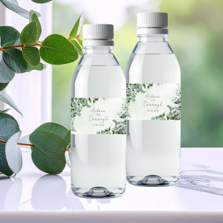 Eucalyptus Wedding Water Bottle Label 1001A