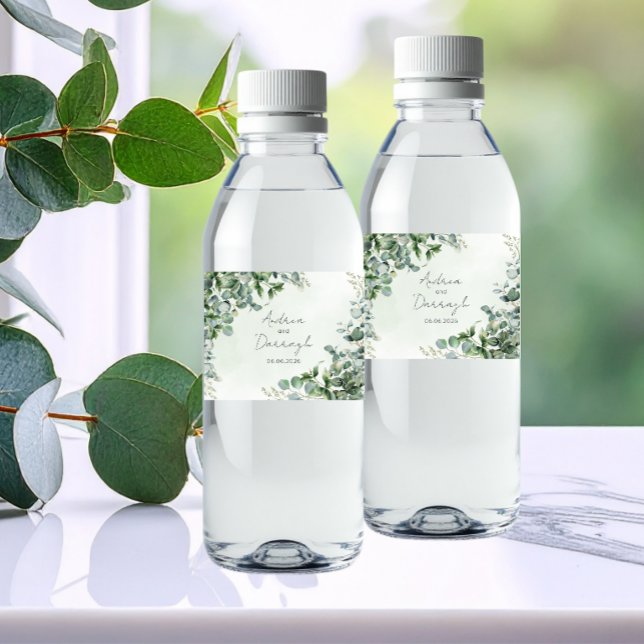 Eucalyptus Wedding Water Bottle Label 1001A (Creator Uploaded)