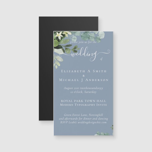 Eucalyptus Wedding Watercolor Greenery Invitations (Front/Back)