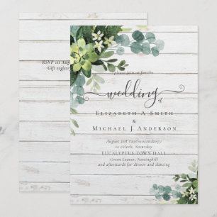 Eucalyptus Wedding Watercolor Greenery Invitations