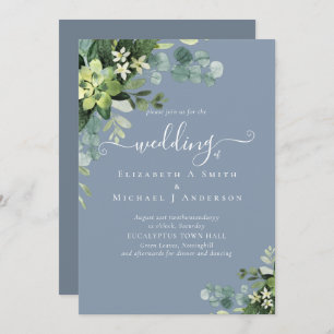 Eucalyptus Wedding Watercolor Greenery Invitations