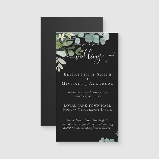 Eucalyptus Wedding Watercolor Greenery Invitations (Front/Back)