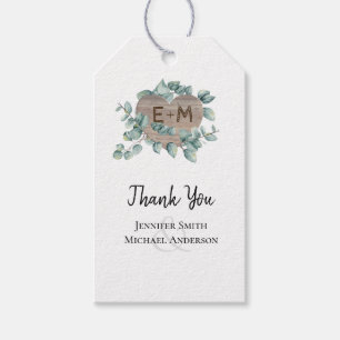 Eucalyptus Wedding - Watercolor Greenery Monogram Gift Tags