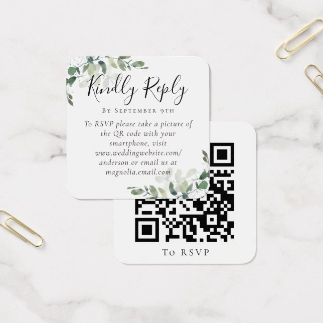 Eucalyptus Wedding Website QR Code RSVP (Office)