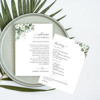 Eucalyptus Wedding Welcome Letter Itinerary Card