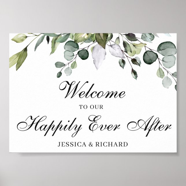 Eucalyptus Wedding Welcome Poster Sign (Front)