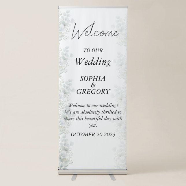 Eucalyptus Wedding Welcome Retractable Banner Sign (Front)