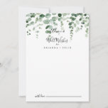 Eucalyptus Wedding Well Wishes Advice Card<br><div class="desc">This eucalyptus wedding well wishes advice card is perfect for a simple wedding. The design features watercolor hand-drawn elegant botanical eucalyptus branches and leaves. These cards are perfect for a wedding, bridal shower, baby shower, graduation party & more. Personalise the cards with the names of the bride and groom, parents-to-be...</div>