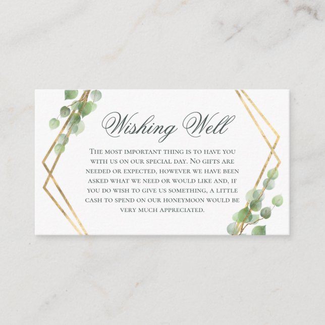 Eucalyptus Wedding Wishing Well Enclosure Card (Front)