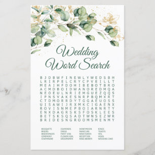 Eucalyptus Wedding Word Search Shower Game