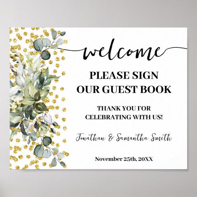 Eucalyptus Welcome Sign Our Wedding Guest Book (Front)