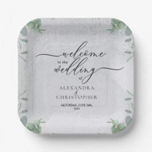Eucalyptus Welcome to wedding set Paper Plate