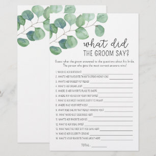 Eucalyptus - What did the groom say bridal game