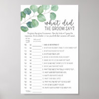 Eucalyptus - What did the groom say bridal game