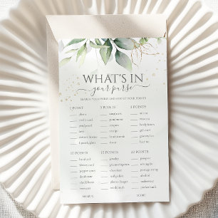 Eucalyptus What's In Your Purse Wedding Game