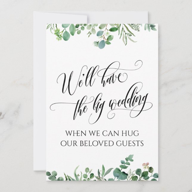 Eucalyptus When We Can Hug You Postponed Wedding Invitation (Front)