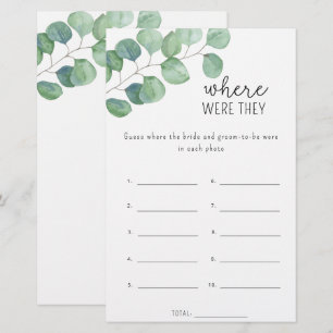 Eucalyptus - Where were they bridal shower game