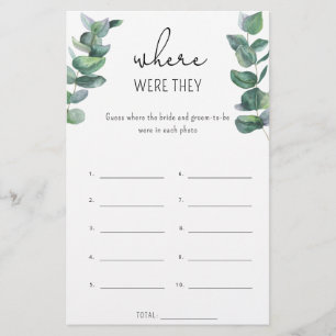 Eucalyptus - Where were they bridal shower game