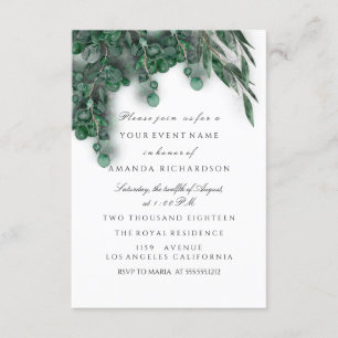 Eucalyptus White Bridal Wedding Woodland Rustic Invitation