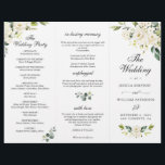 Eucalyptus White Roses Wedding Ceremony Program<br><div class="desc">For further customisation,  please click the "customise further" link and use our design tool to modify this template. If you prefer Thicker papers / Matte Finish,  you may consider to choose the Matte Paper Type. 
 If you need help or matching items,  please contact me.</div>
