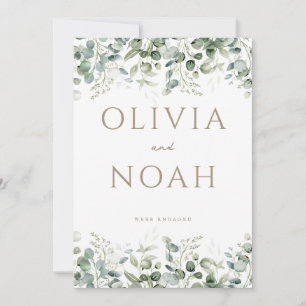 Eucalyptus White We're Engaged Announcement Card
