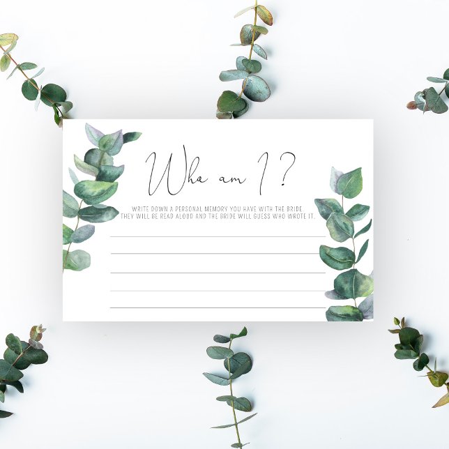 Eucalyptus - Who am I bridal shower game Stationery (Creator Uploaded)