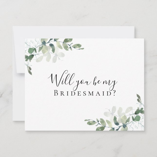 Eucalyptus Will You be My Bridesmaid? Card (Front)