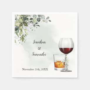 Eucalyptus Wine & Bourbon Wedding Napkin