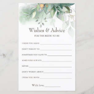 Eucalyptus Wishes & Advice Bridal Shower Game