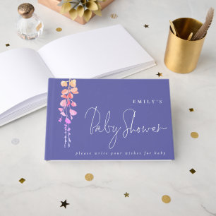 Eucalyptus Wishes for Baby Shower Lilac Guest Book