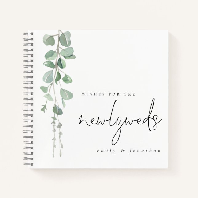 Eucalyptus Wishes for Newlyweds Guest Book (Front)