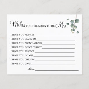 Eucalyptus Wishes for the Soon to be Mrs card