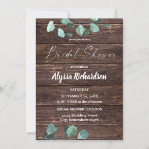 Eucalyptus & Wood Greenery Bridal Shower Invitation