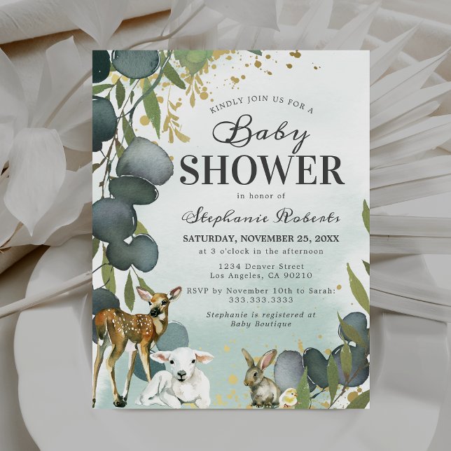 Eucalyptus Woodland Animals Baby Shower Invitation (Creator Uploaded)