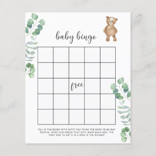 Eucalyptus woodland Baby shower bingo game
