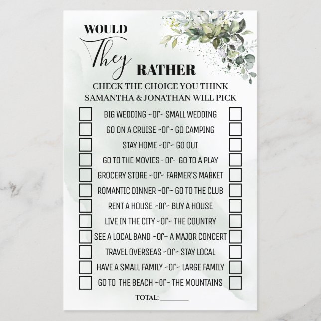 Eucalyptus Would they rather shower game bilingual (Front)