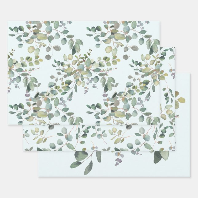 Eucalyptus Wrapping Paper Flat Sheet Set of 3 (Set)