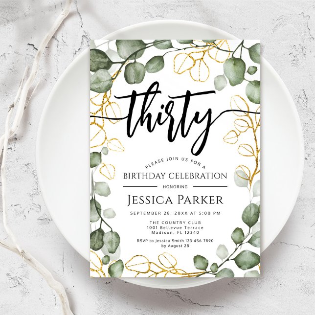 Eucalyptus Wreath 30th Birthday Party Invitation (Creator Uploaded)