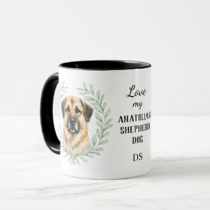 Eucalyptus Wreath Anatolian Shepherd Dog Monogram Mug