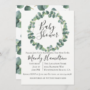 Eucalyptus Wreath Baby Shower Invitation