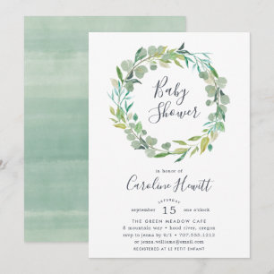 Eucalyptus Wreath Baby Shower Invitation