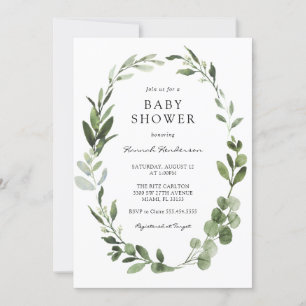 Eucalyptus Wreath Baby Shower Invitation