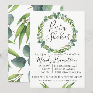 Eucalyptus Wreath Baby Shower Invitation