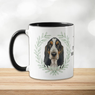 Eucalyptus Wreath Basset Hound Dog Monogram Mug
