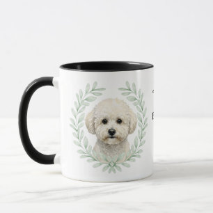 Eucalyptus Wreath Bichon Frise Dog Monogram Mug
