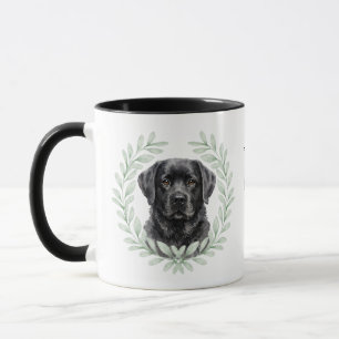 Eucalyptus Wreath Black Labrador Dog Monogram Mug
