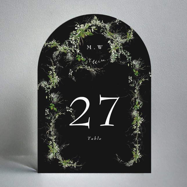Eucalyptus Wreath Black Monogram Arch Table Number (Creator Uploaded)